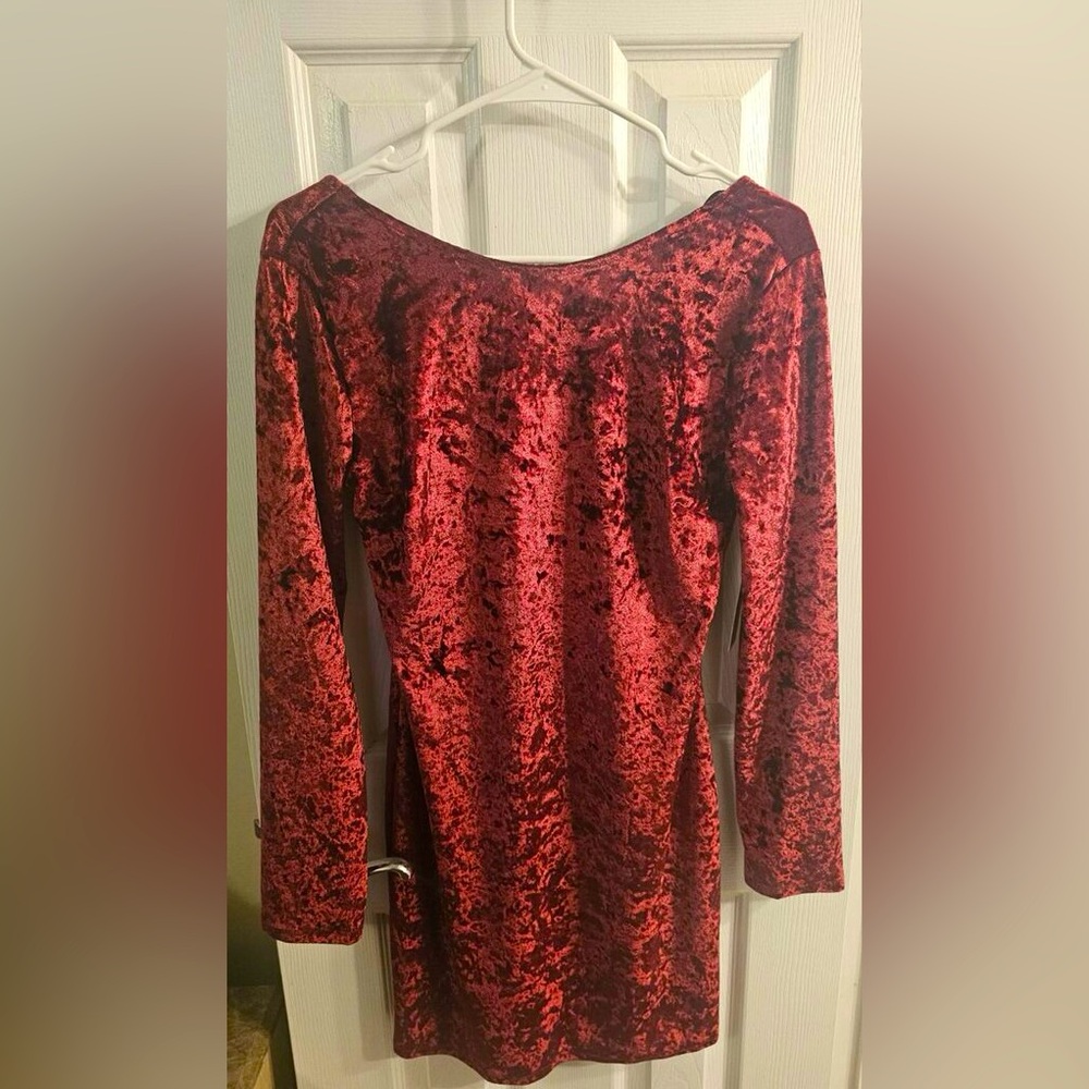 Red velvet mini dress